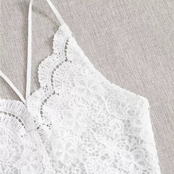 SHEIN White Lace Floral Romper - Picture 9 of 14